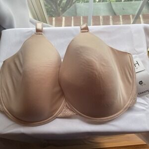 Chantelle Bra 36H Underwire Lightly Lined Lucie Lace Adjustable Strap Beige Nude